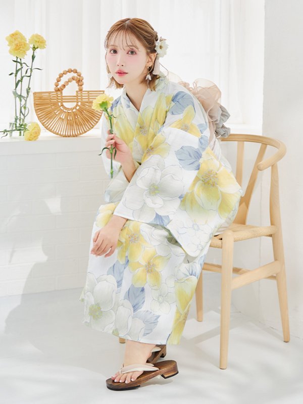 画像31: ヘルシー油彩牡丹浴衣  【浴衣３点セット 浴衣/帯/下駄】[YMT]