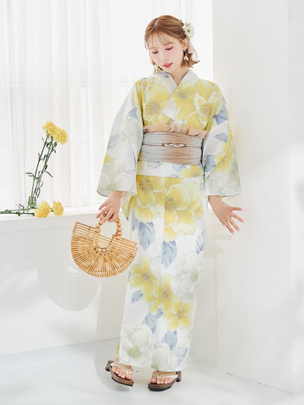 画像32: ヘルシー油彩牡丹浴衣  【浴衣３点セット 浴衣/帯/下駄】[YMT]