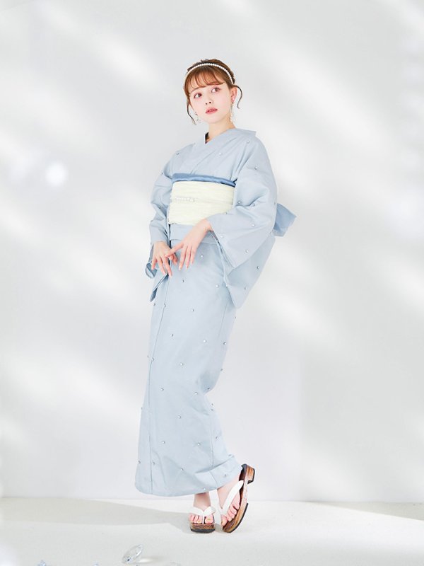 画像11: 【即日発送】アーガイルビジュー浴衣  【浴衣３点セット 浴衣/帯/下駄】[YMT]