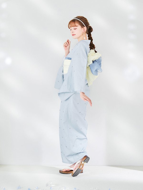 画像16: 【即日発送】アーガイルビジュー浴衣  【浴衣３点セット 浴衣/帯/下駄】[YMT]