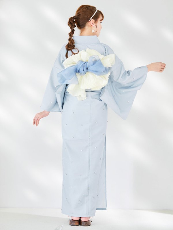 画像18: 【即日発送】アーガイルビジュー浴衣  【浴衣３点セット 浴衣/帯/下駄】[YMT]