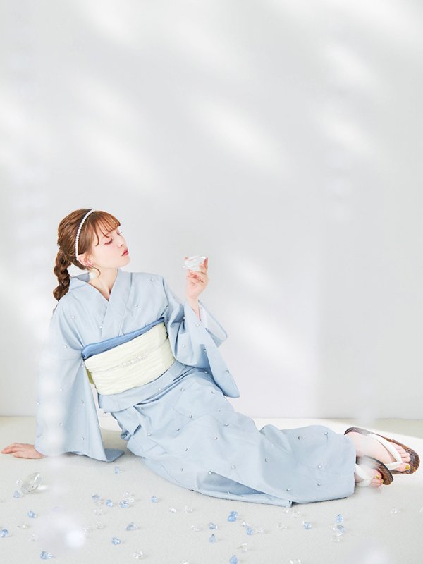 画像10: 【即日発送】アーガイルビジュー浴衣  【浴衣３点セット 浴衣/帯/下駄】[YMT]