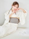【予約 / 5月中旬発送予定】アーガイルビジュー浴衣 OBI-siwa-204-wk-8-BE / HIMO-906-yn-PEARL / HEKO-800-sb-6-YEBE / YA-1071-kn-W / GETA-01-kj-3-IV/ [y/YMT]