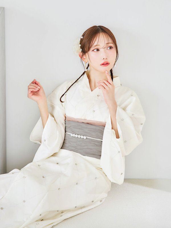 画像38: 【即日発送】アーガイルビジュー浴衣【浴衣３点セット 浴衣/帯/下駄】[YMT]