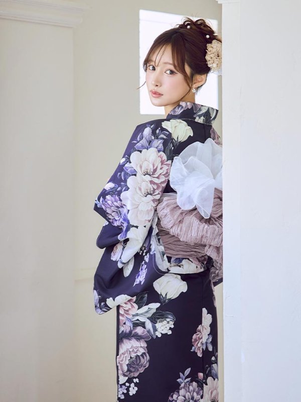 画像12: 【即日発送】クラシカルフラワーブーケ浴衣  【浴衣３点セット 浴衣/帯/下駄】[OF04]
