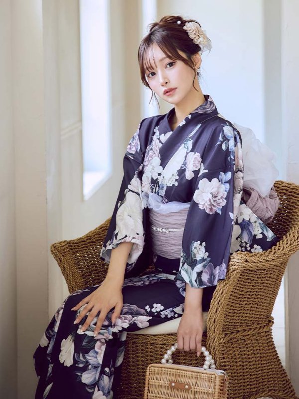 画像2: 【即日発送】クラシカルフラワーブーケ浴衣  【浴衣３点セット 浴衣/帯/下駄】[OF04]