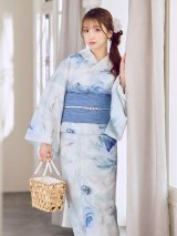 【即日発送】蒼華に咲く牡丹浴衣  【浴衣３点セット 浴衣/帯/下駄】[YMT]