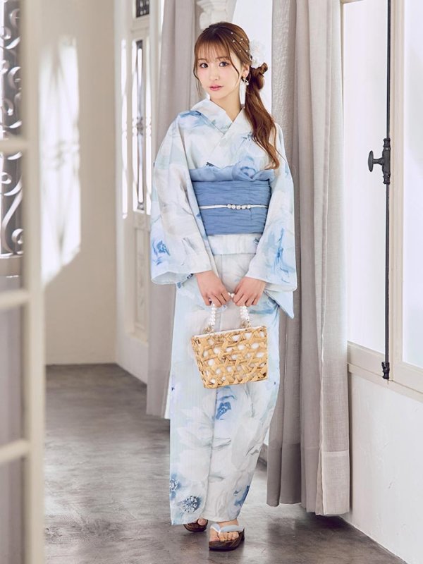 画像10: 【即日発送】蒼華に咲く牡丹浴衣  【浴衣３点セット 浴衣/帯/下駄】[YMT]