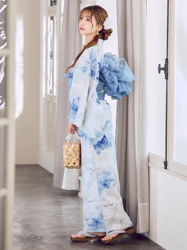 画像16: 【即日発送】蒼華に咲く牡丹浴衣  【浴衣３点セット 浴衣/帯/下駄】[YMT]