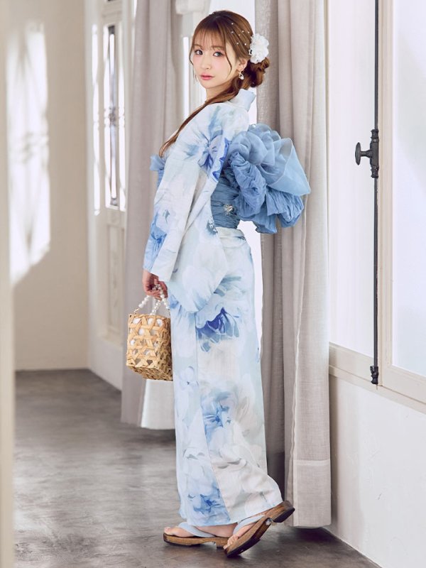 画像17: 【即日発送】蒼華に咲く牡丹浴衣  【浴衣３点セット 浴衣/帯/下駄】[YMT]