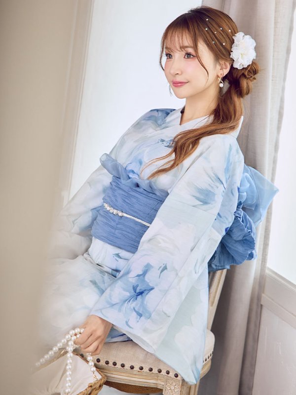 画像21: 【即日発送】蒼華に咲く牡丹浴衣  【浴衣３点セット 浴衣/帯/下駄】[YMT]