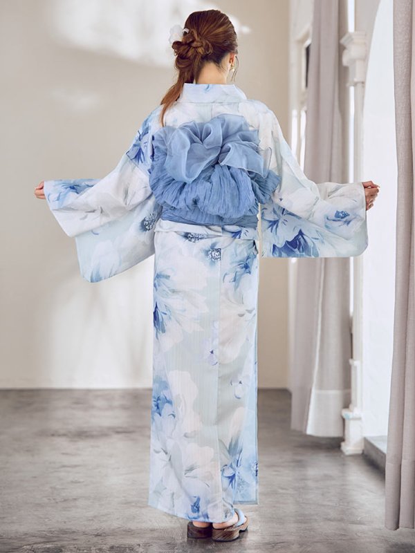 画像22: 【即日発送】蒼華に咲く牡丹浴衣  【浴衣３点セット 浴衣/帯/下駄】[YMT]