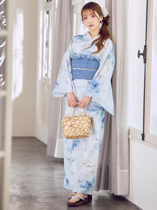 画像3: 【即日発送】蒼華に咲く牡丹浴衣  【浴衣３点セット 浴衣/帯/下駄】[YMT]