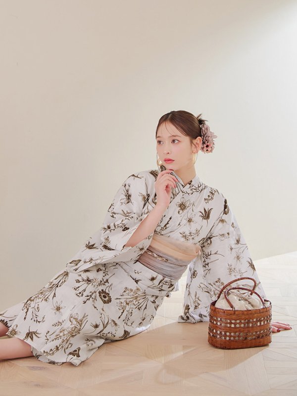 画像10: 【即日発送】アンティーク調ボタニカル浴衣  【浴衣３点セット 浴衣/帯/下駄】[YMT]