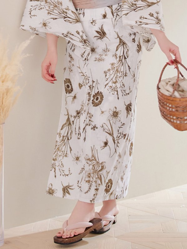 画像19: 【即日発送】アンティーク調ボタニカル浴衣  【浴衣３点セット 浴衣/帯/下駄】[YMT]