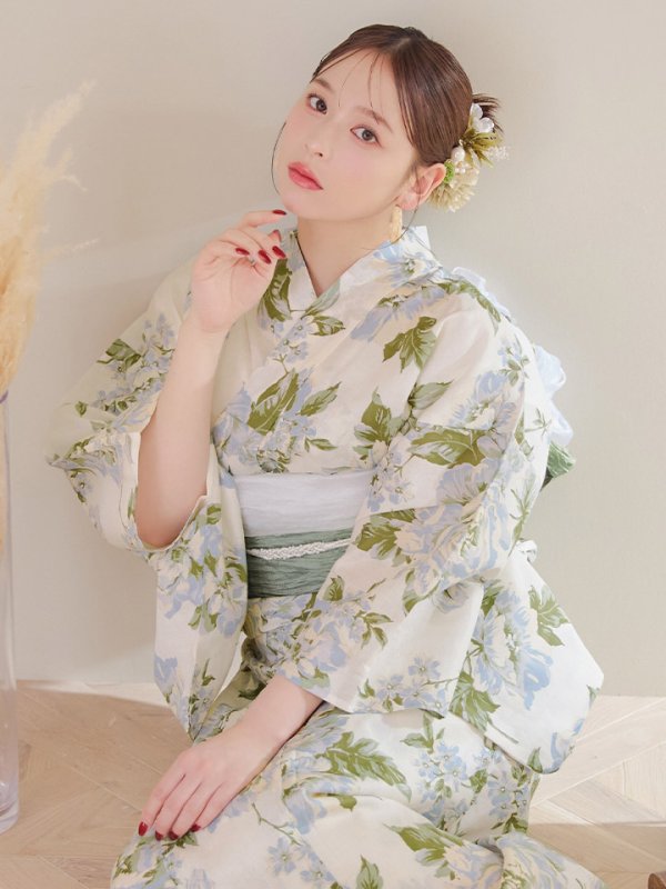 画像14: 【即日発送】ウォームミント浴衣  【浴衣３点セット 浴衣/帯/下駄】[YMT]