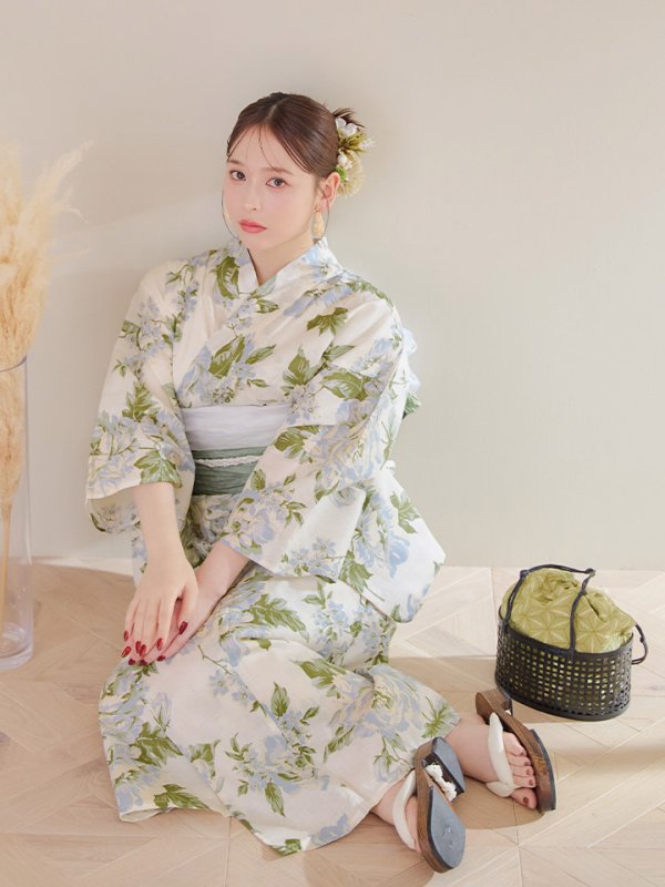 画像15: 【即日発送】ウォームミント浴衣  【浴衣３点セット 浴衣/帯/下駄】[YMT]