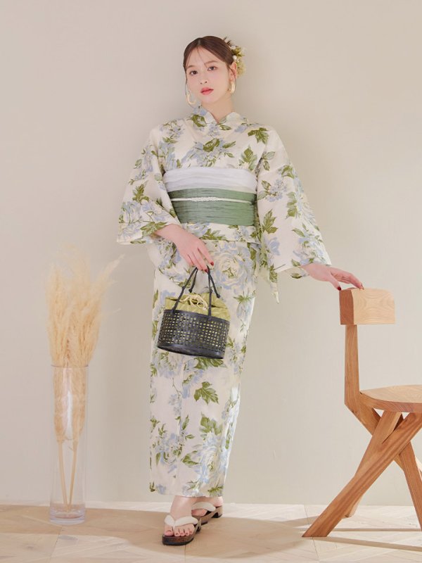 画像9: 【即日発送】ウォームミント浴衣  【浴衣３点セット 浴衣/帯/下駄】[YMT]