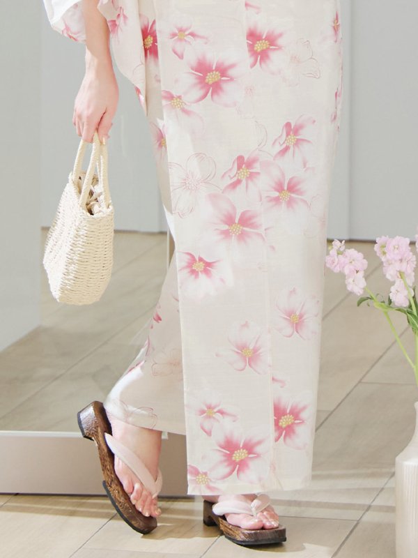 画像19: 【即日発送】淡色桜花柄浴衣  【浴衣３点セット 浴衣/帯/下駄】[YMT]