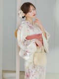 牡丹百合花柄浴衣 OBI-siwa-204-wk-6-P / HIMO-900-yn-8-P / HEKO-800-sb-5-W / YA-1073-kn-IV / GETA-02-ok-8-RoseP/ [YMT]