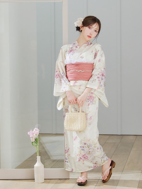 画像10: 【即日発送】牡丹百合花柄浴衣  【浴衣３点セット 浴衣/帯/下駄】[YMT]