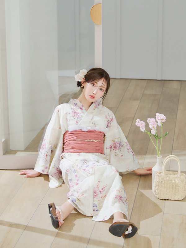 画像13: 【即日発送】牡丹百合花柄浴衣  【浴衣３点セット 浴衣/帯/下駄】[YMT]