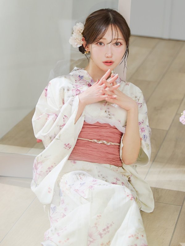 画像15: 【即日発送】牡丹百合花柄浴衣  【浴衣３点セット 浴衣/帯/下駄】[YMT]