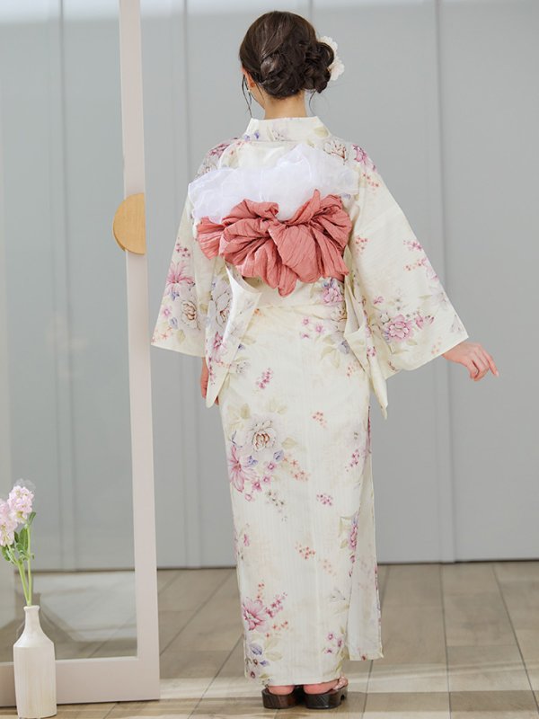 画像17: 【即日発送】牡丹百合花柄浴衣  【浴衣３点セット 浴衣/帯/下駄】[YMT]