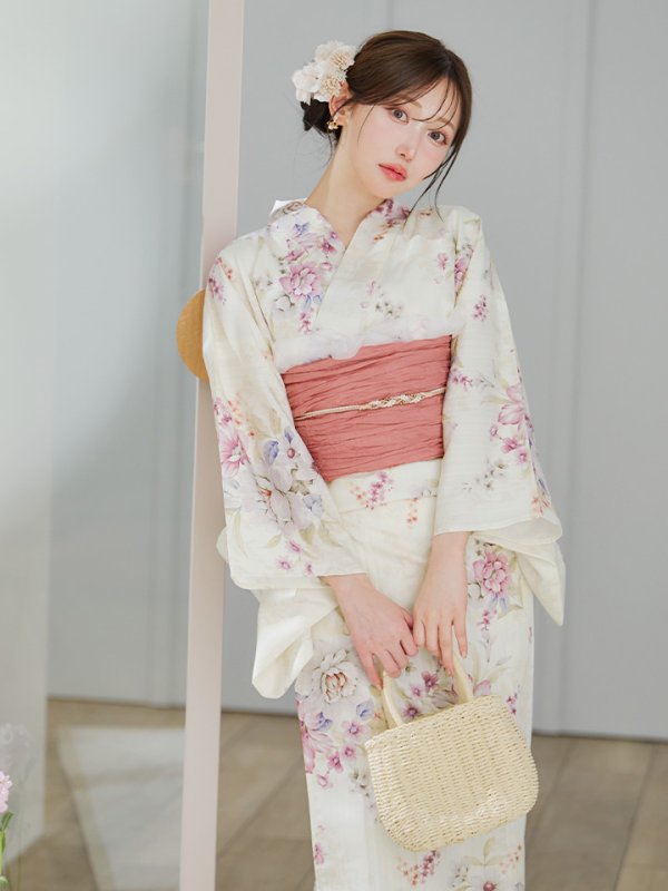 画像3: 【即日発送】牡丹百合花柄浴衣  【浴衣３点セット 浴衣/帯/下駄】[YMT]