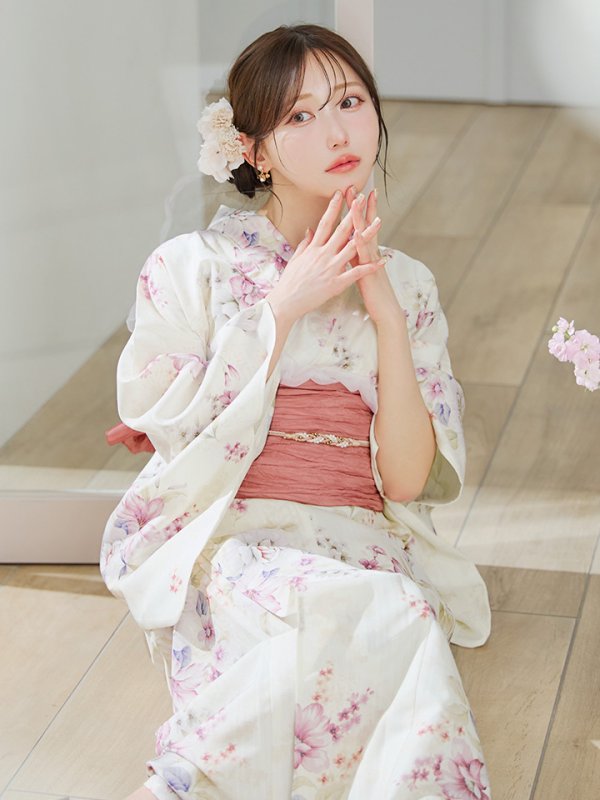 画像5: 【即日発送】牡丹百合花柄浴衣  【浴衣３点セット 浴衣/帯/下駄】[YMT]