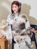 画像1: 陽彩向日葵の水彩浴衣  【浴衣３点セット 浴衣/帯/下駄】OBI-g-500-kj-12-MOC / HIMO-900-yn-7-MOC / HEKO-800-sb-11-MOC / YA-74-kn-MVPL / GETA-02-ok-4-MOC/ [YMT] (1)