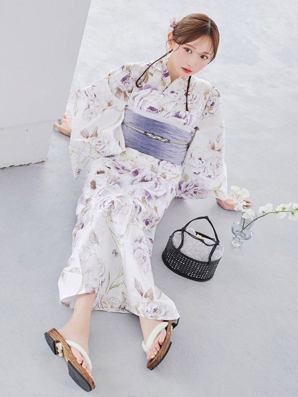 画像10: 【即日発送】藤霞のアンティークローズ浴衣  【浴衣３点セット 浴衣/帯/下駄】[YMT]