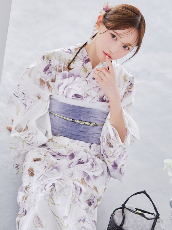 画像11: 【即日発送】藤霞のアンティークローズ浴衣  【浴衣３点セット 浴衣/帯/下駄】[YMT]