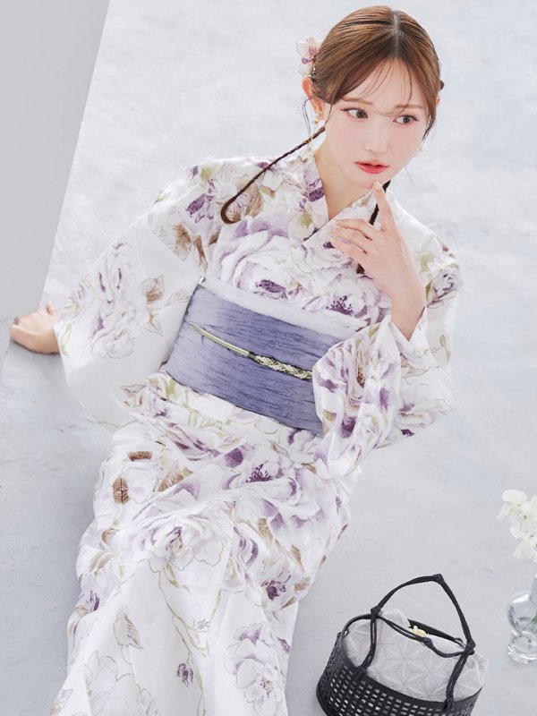 画像14: 【即日発送】藤霞のアンティークローズ浴衣  【浴衣３点セット 浴衣/帯/下駄】[YMT]