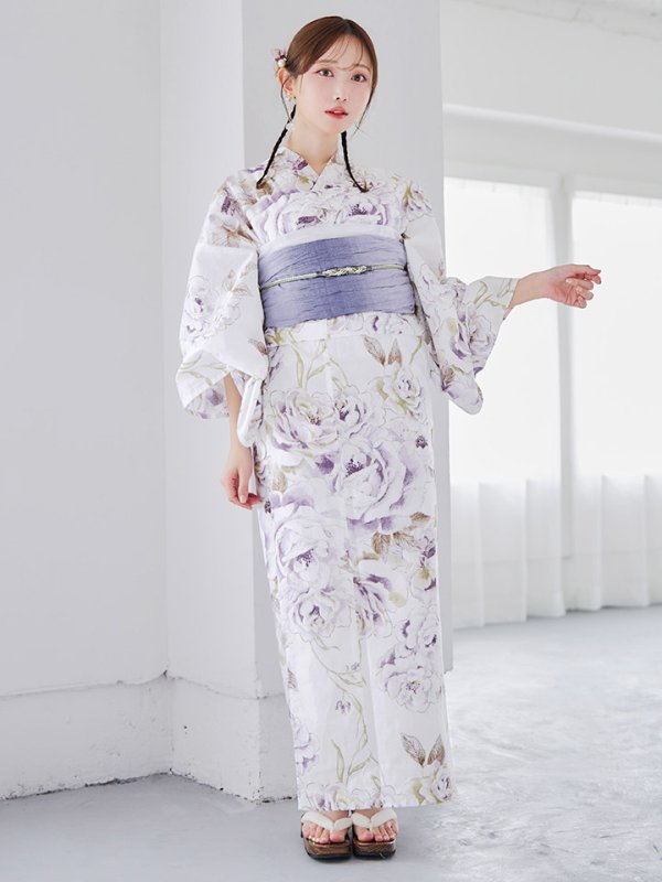 画像4: 【即日発送】藤霞のアンティークローズ浴衣  【浴衣３点セット 浴衣/帯/下駄】[YMT]