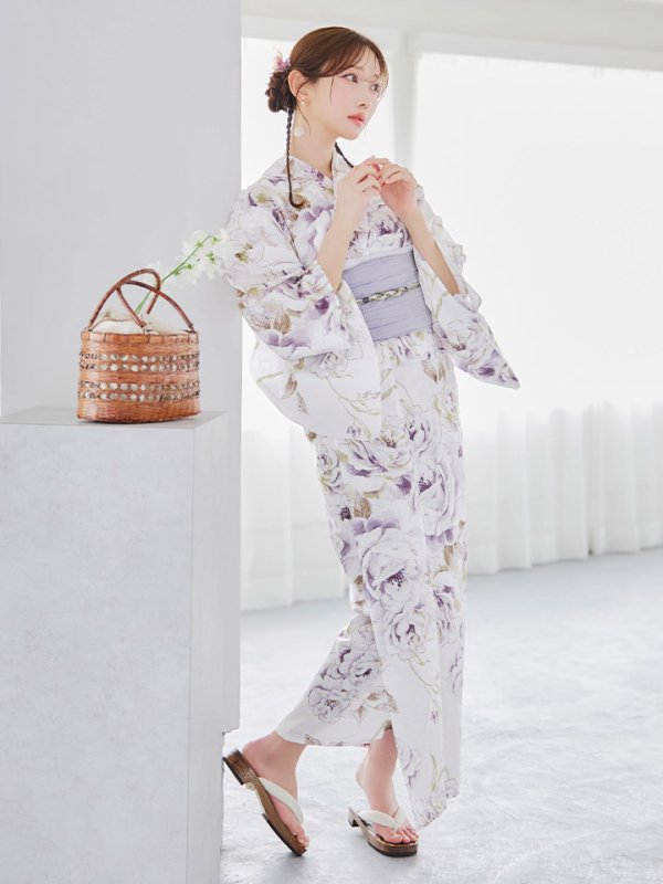 画像5: 【即日発送】藤霞のアンティークローズ浴衣  【浴衣３点セット 浴衣/帯/下駄】[YMT]