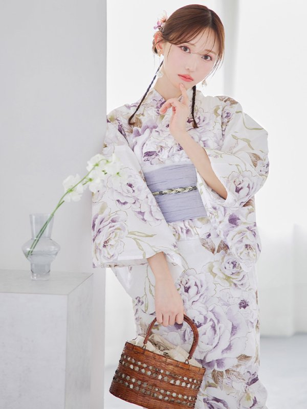 画像6: 【即日発送】藤霞のアンティークローズ浴衣  【浴衣３点セット 浴衣/帯/下駄】[YMT]
