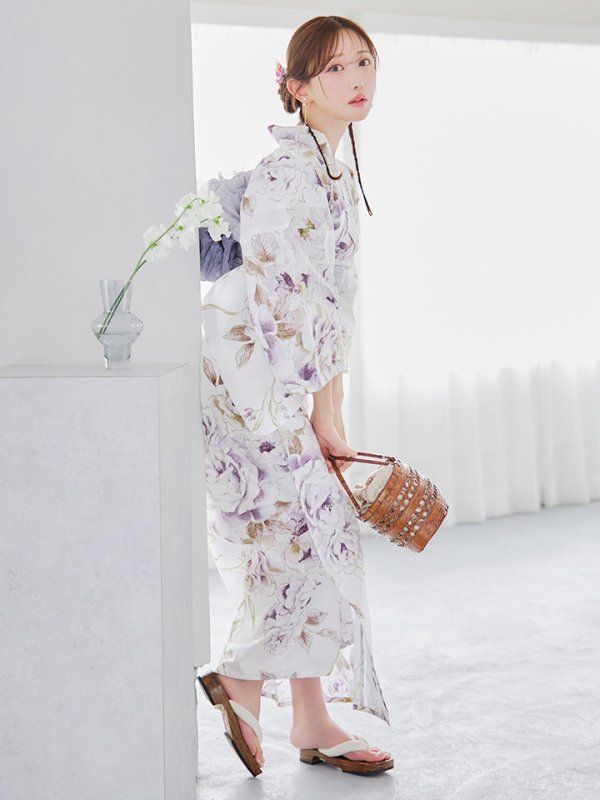 画像8: 【即日発送】藤霞のアンティークローズ浴衣  【浴衣３点セット 浴衣/帯/下駄】[YMT]