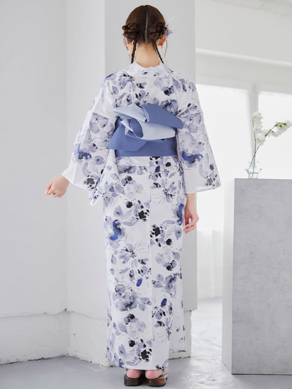 画像15: 【即日発送】水墨ニュアンスフラワー浴衣  【浴衣３点セット 浴衣/帯/下駄】[YMT]
