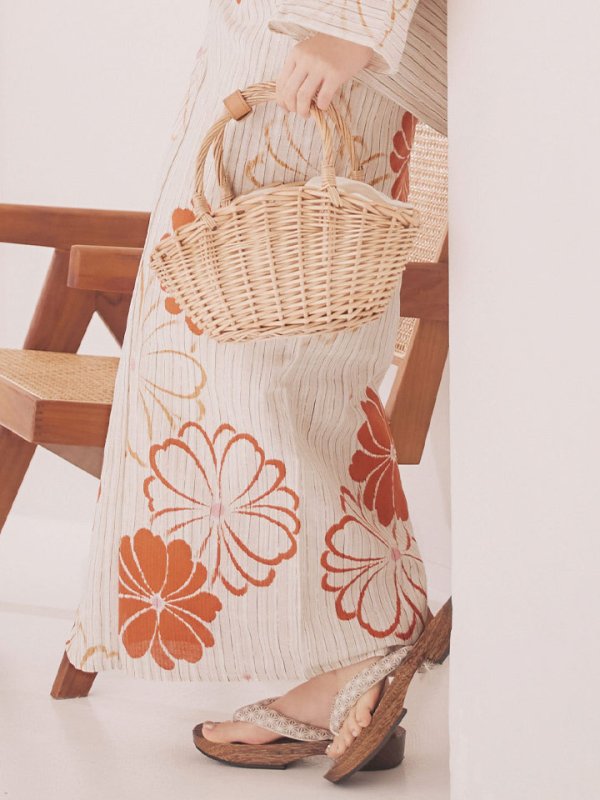 画像17: 【即日発送】ストライプ花柄浴衣  【浴衣３点セット 浴衣/帯/下駄】[YMT]