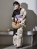 画像1: 【Riuコラボ】【予約 / 6月下旬発送予定】ツートンカラーローズ浴衣 OBI-hira-100-ok-5-GYxSV / HIMO-900-yn-4-GYxGY / YA-951-kn-W / YA-1011-kj-BR  / GETA-01-kj-3-IV [y/YMT] (1)