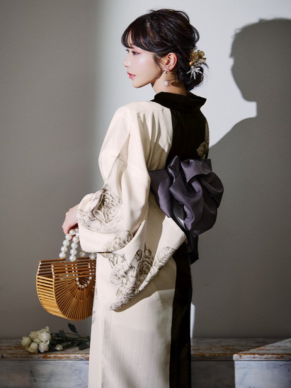 画像11: 【残りわずか！】【即日発送】【Riuコラボ】ツートンカラーローズ浴衣  【浴衣３点セット 浴衣/帯/下駄】[YMT]