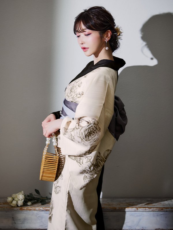 画像8: 【残りわずか！】【即日発送】【Riuコラボ】ツートンカラーローズ浴衣  【浴衣３点セット 浴衣/帯/下駄】[YMT]