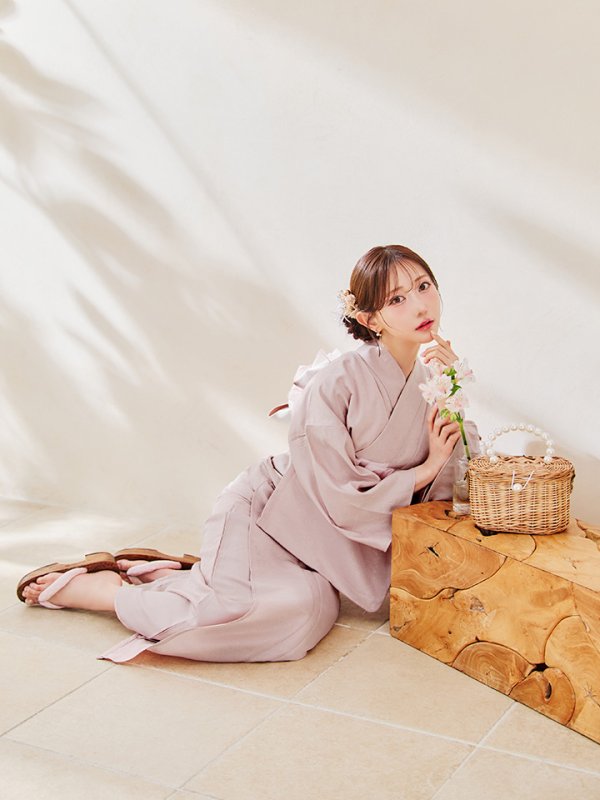 画像10: 【即日発送】【浴衣】ピンク無地浴衣 【浴衣３点セット 浴衣/帯/下駄】[YMT]