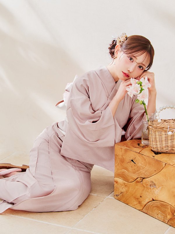 画像11: 【即日発送】【浴衣】ピンク無地浴衣 【浴衣３点セット 浴衣/帯/下駄】[YMT]