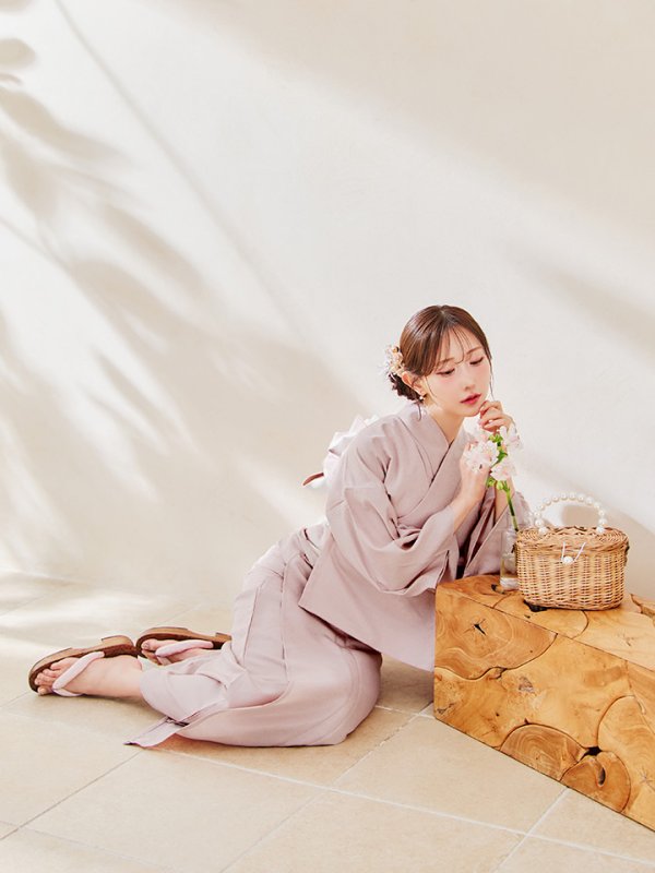 画像9: 【即日発送】【浴衣】ピンク無地浴衣 【浴衣３点セット 浴衣/帯/下駄】[YMT]