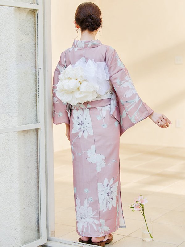 画像14: 【浴衣セール！】【即日発送】【浴衣】 大人スウィート/ピンク地フラワー浴衣 【浴衣３点セット 浴衣/帯/下駄】[YMT]