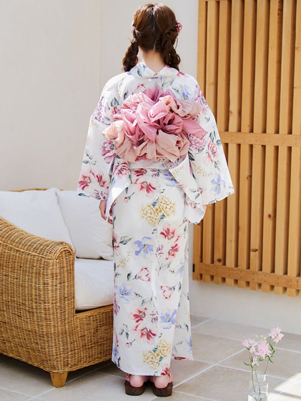 画像12: 【即日発送】【浴衣】白地×ボタニカル牡丹浴衣【浴衣３点セット 浴衣/帯/下駄】[YMT]