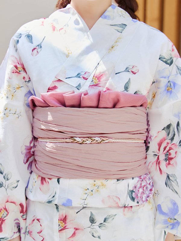 画像13: 【即日発送】【浴衣】白地×ボタニカル牡丹浴衣【浴衣３点セット 浴衣/帯/下駄】[YMT]