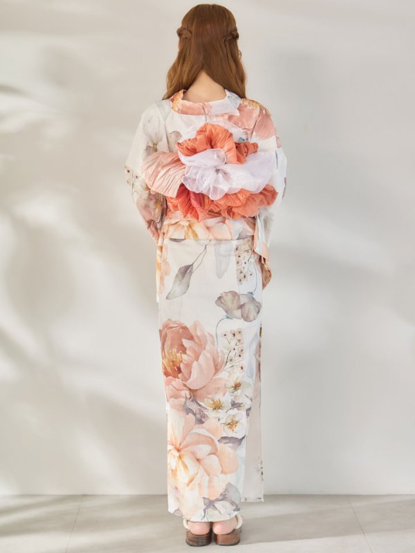 画像13: 【即日発送】アプリコットピンク牡丹浴衣  【浴衣３点セット 浴衣/帯/下駄】[OF04/HC03]